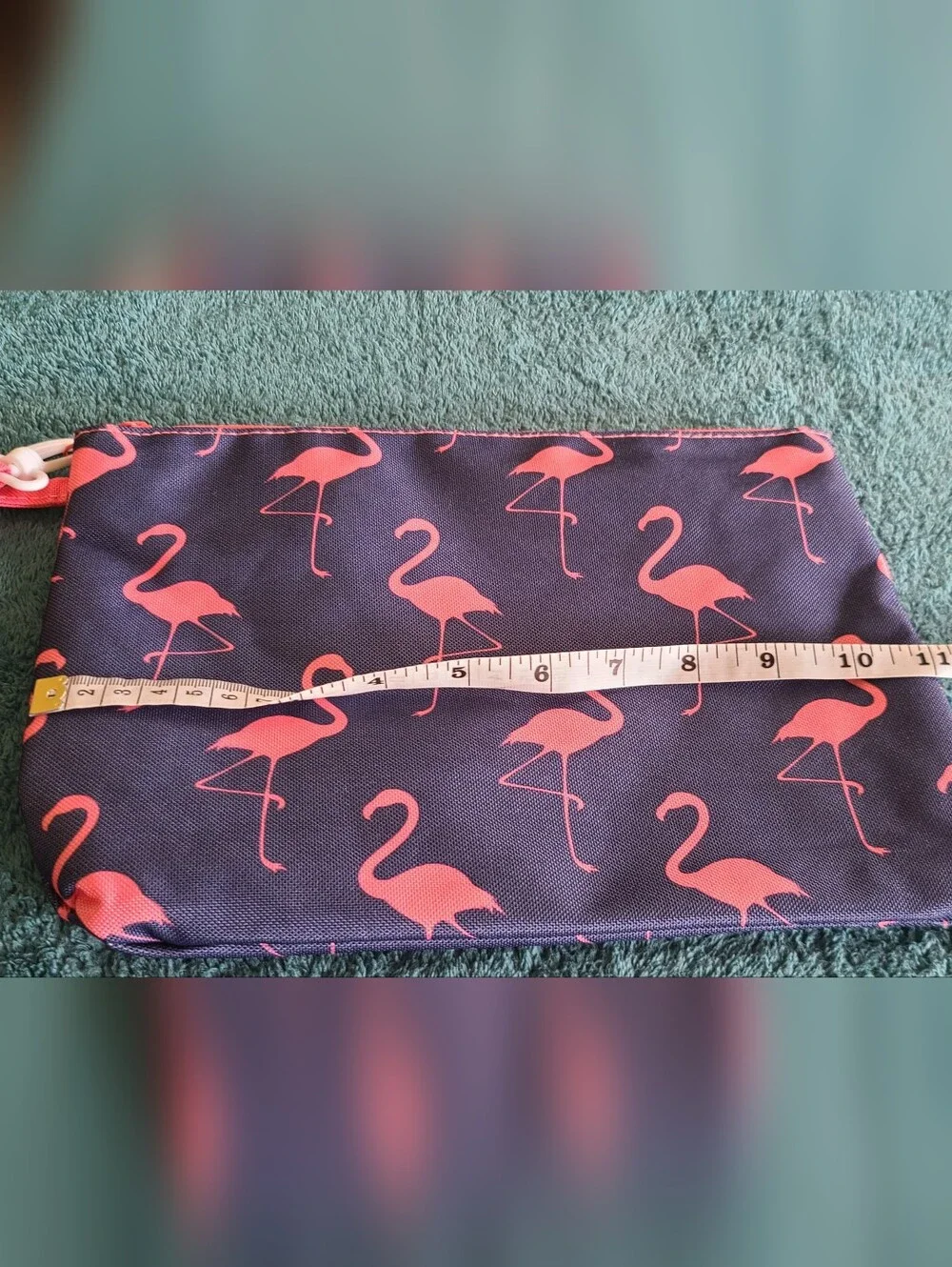 Pink Flamingo Print Wristlet In Navy and Pink
